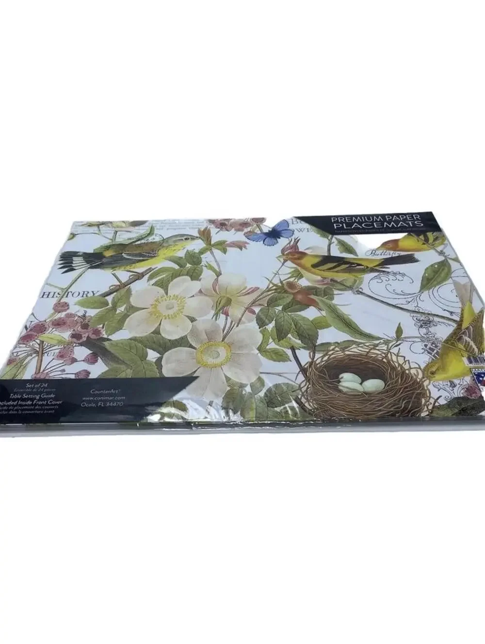 Premium Paper Placemats 24pc Bird Spring Floral Dining Mats for Party Events NEW